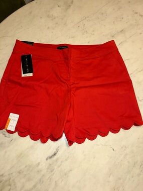 NWT The Limited Women's Red High-Waist Scallop Hem Shorts size 12